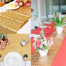 eluckya 1/6/12Pack Gold Sequin Table Runner – Sparkling Sequined Fabric,  Christmas Table Runner, Suitable For Weddings, Parties, Room Decor, Valentine's Day, Centerpiece Decorations, Satin Silk Texture Tablecloth, Festive Home And Dining Room Decorations - 金色 - 查看 9