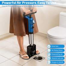 1 Set Manual High Pressure Pneumatic Drain Clog Remover, Heavy Duty Stainless Steel Toilet Snake Air Pressure Plunger, Unblocker Tool For Toilet, Kitchen Sink, Floor Drains - Variant 1 - View 10