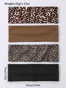 4pcs/Set Fashionable Women's Leopard Print Pattern Soft Non-Slip Headbands, Elastic Yoga Sports Headbands Hair Accessories, Versatile For Daily Wear And Multiple Occasions - Multicolor - View 8