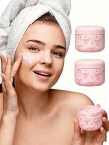 Bow Pattern Refillable Empty Cosmetic Jars With Lids, Travel Toiletry Containers, Moisturizer Sample Containers For Face Cream, Lotion, Cosmetics, Ointment, Face Mask, Travel Essentials, Fitness, Study (Empty Bottle Only) - Multicolor - View 5