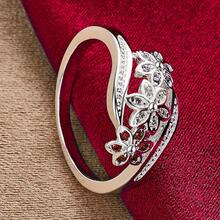 925 Sterling Silver Plated Flower Colorful AAA Zirconia Ring For Woman Fashion Wedding Engagement Party Charm Jewelry - Silver - View 3