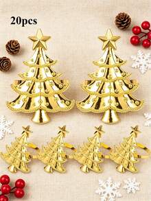 Christmas Napkin Rings, Christmas Table Decor, 2-50pcs Elegant Christmas Tree Napkin Rings, Green Christmas Tree Napkin Rings, Suitable For Birthday, Farmhouse, Wedding, Thanksgiving, Perfect For Buffet Table Decoration - Multicolor - View 17