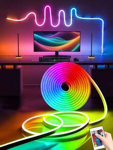 USB 霓虹燈條 RGB 多彩遙控變色生日燈飾，USB 供電柔性燈條，房間與牆面裝飾 - 彩色 - 查看 2
