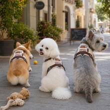 Summer Lightweight Dog Harness, Embroidered Pocket Design, Breathable Mesh Material, Soft Waterproof Fabric, Can Be Worn After Grooming, No Friction Pain, Equipped With Metal Buckle And Anti-Burst Pull Handle, Suitable For Small/Medium Dogs. Non-Chafing Leash - Beige - View 6