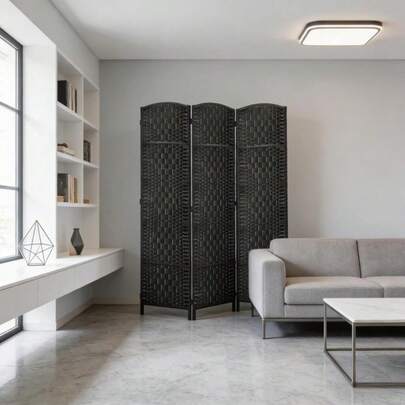 [Free Shipping] Folding Privacy Screen,Tall Portable Weave Partition Wall Divider,Modern Style Room Divider-XY771890