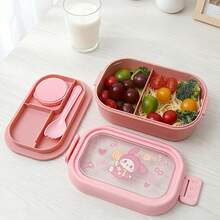 1pc Lunch Box - Pink - With Utensils, Bento Box With Spoon, Microwave Adult Lunch Box, Insulated Bento Lunch Bag, With Sauce Container, Stackable Food Storage Container Set - Multicolor - View 5