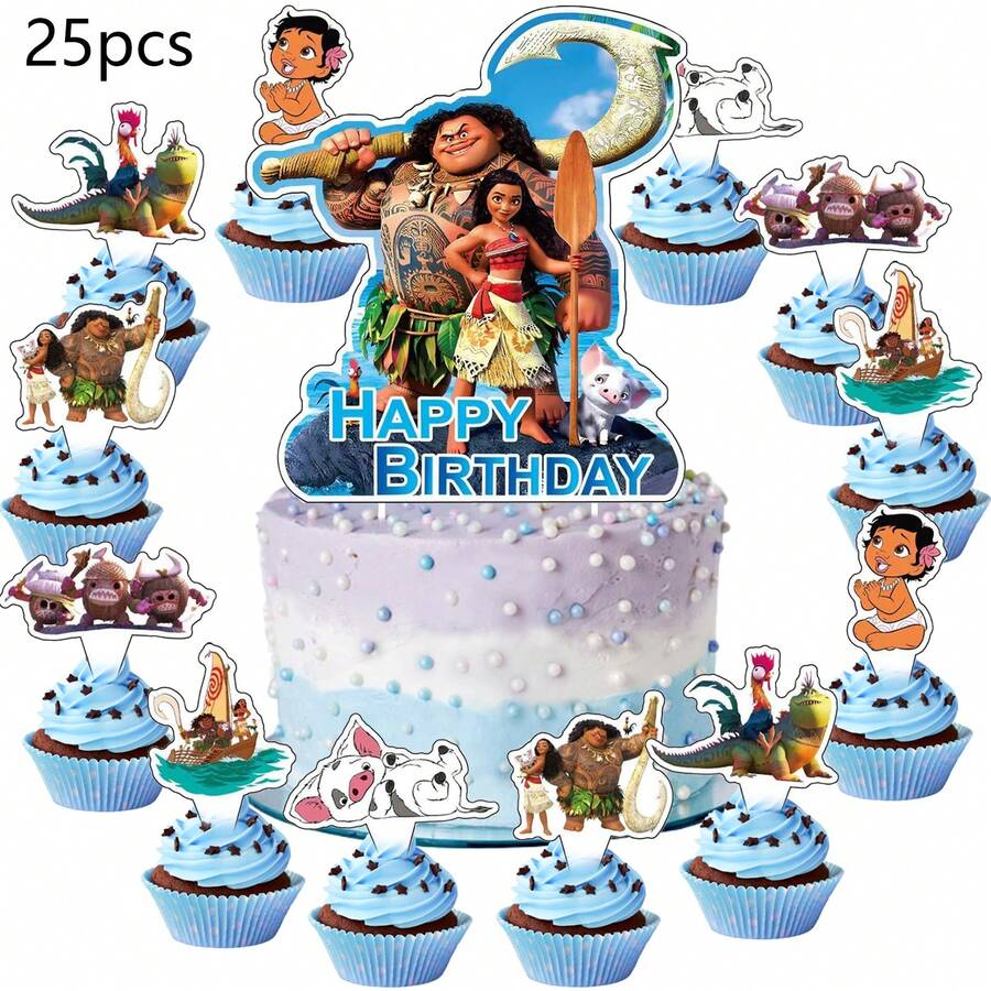 25pcs Cake Topper,Cupcake Toppers, Birthday Decorations, Theme Party Supplies, Cake Decorations, Birthday Party Decorations - Cartoon - View 1
