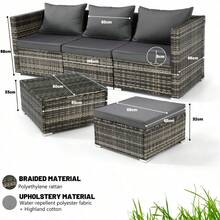 Garden Corner Sofa, Garden Furniture Set, PE Rattan Patio Sofa Set, Garden Entertaining Furniture Lounge Set With Coffee Table - 4pcs-gray - View 5