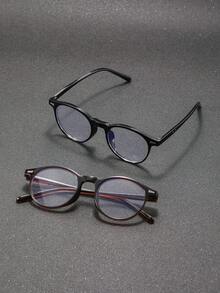 2/4 Pairs Plastic Full Frame Premium Unique Double Lens Design Oval Modern Minimalist Style Men's Daily Wear Transparent Glasses, Suitable For Music Festivals, Weekend Outfits, Dates, Holiday Dressing And Fashion Accessories, Fits All Face Shapes - Clear - View 6