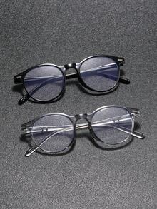 2/4 Pairs Plastic Full Frame Premium Unique Double Lens Design Oval Modern Minimalist Style Men's Daily Wear Transparent Glasses, Suitable For Music Festivals, Weekend Outfits, Dates, Holiday Dressing And Fashion Accessories, Fits All Face Shapes - Clear - View 14