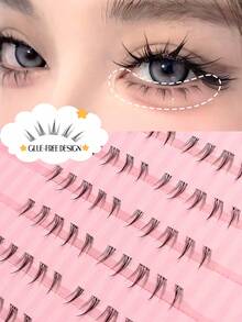 Asiteo 100pcs C-Curl Butterfly Style Lower Eyelashes, Suitable For Beginners, Camera-Ready Lower Eyelashes, Glue-Free Design, Doll Eye Style, Cute Cartoon Series Segmented Lower False Eyelashes - C - View 2