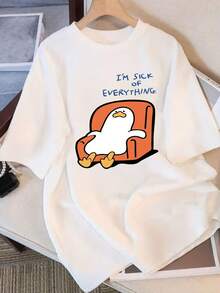 Women Student Pure Cotton Unique Graphic Print Crew Neck Short Sleeve 2026 New Summer Casual Tee Fast Local Delivery - 白色 - 查看 8