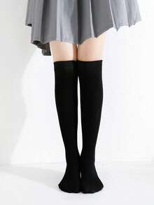 1雙多功能舒適過膝襪，適合10-16歲青少年女孩，純色透氣長款運動襪 - 彩色 - 查看 15