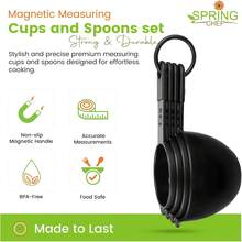 Spring Chef Magnetic Measuring Cups And Spoons Set Of 9, Nesting Kitchen Tool With Easy To Read Markings For Measuring Dry Or Liquid Ingredient, , Black - ColorA - View 4