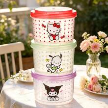 Miniso Sanrio Lunch Box Stackable Round 3 Pieces Set Leakproof Mixed Print For Student Picnic PP Material (1 PC) - Multicolor - View 1