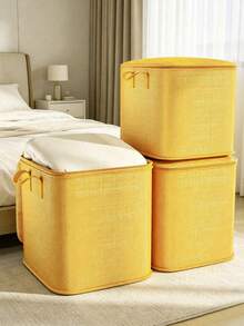 1 Buah Tas Penyimpanan Lipat Kapasitas Besar, Organizer Rumah Serbaguna untuk Pakaian, Selimut, Sweater, Perlengkapan Tidur, dan Bantal. Sangat Membantu untuk Pindahan, Asrama, Kembali ke Sekolah, dan Pengepakan Koper, Dapat Digunakan Kembali, Perlengkapan Penyimpanan Ringan untuk Dekorasi Rumah & Kamar - Jeruk - View 4
