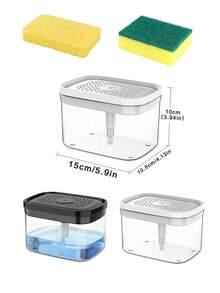Kitchen Soap Dispenser Set (Includes Sponge), Sponge Holder, Refillable Dish Soap Dispenser, Suitable For Dish Soap And Hand Soap, Space-Saving Sink Storage And Modern Home Decor - Multicolor - View 12