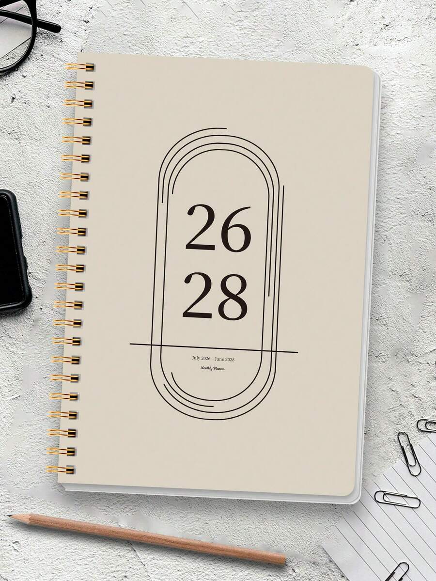 1PC Weekly And Monthly Academic Year Teacher Lesson Planner Calendar, July 2026 - June 2028, Simple Monthly Weekly Daily Planner Notebook With Large Girds & Notes,Office Supplies,Back To School Supplies