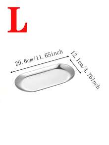 1pc Silver Stainless Steel Oval Tray, Non-Slip Multi-Purpose Storage Dish For Cups, Desserts, Jewelry, Stationery, Kitchen Home Desktop Organizer, Halloween Christmas Gift And 2026 Back To School Essential - Multicolor - View 11