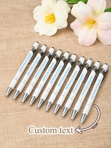 <Customizable>10pcs Personalized Metal Ballpoint Pens - Customizable Engraved Name, Logo, Blessing Message - Corporate Bulk Gifts, Student Rewards - Sets - View 6