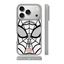 Miniso Marvel Spider-Man 創意個性化蜘蛛網 MagSafe 磁吸充電保護殼，防摔，適用於 Apple 17 Pro Max/iPhone 17/18 Pro/18 Pro Max/16 Pro/15/14/13/17 Air/12/16 Pro/15 Plus，學生風格，兼容 Apple - 灰色 - 查看 3