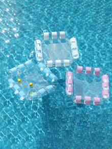 Transparent Glitter Mesh Inflatable Water Hammock Floating Bed, Adult Square Pool Lounge Chair, Inflatable Floating Bed For Beach, Pool And Water Activities - 彩色 - 查看 10