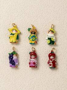 1pc Fruit Cat Pendant, Exquisite Cute Style, 14K Gold Plated, Copper Material, Suitable For DIY Charm Bracelet Pendant, Necklace Pendant, Women's Jewelry - Multicolor - View 1