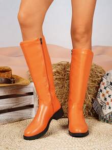 Plus Size Slip-On Boots - Orange - View 5