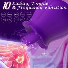 Vibrador Floral con Lengua Realista y 10 Modos de Vibración - Púrpura - Ver 3