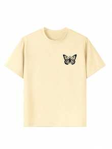 Tween Girl Casual Fun Print Crew Neck Pullover Short Sleeve T-Shirt Summer Top - Apricot - View 5