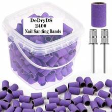 DeDryDS Cincin Penggosok Kuku Ultra Halus 240 Grit, 200 buah, Warna Pink, Cincin Penggosok Kuku Profesional dan 2 Mata Bor Kuku, Cocok untuk Perawatan Kuku dan Kaki - MultiWarna - View 1