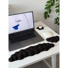 4pcs Cloud Keyboard Wrist Rest Set Soft Non-Slip Base Office Desk Phone Pad & Floral Coaster Memory Foam Mouse Pad Ergonomic Mouse Pad Suitable For PC Laptop Office & Gaming Perfect Gift For School Season Birthday Halloween - One Size Fits All - View 5