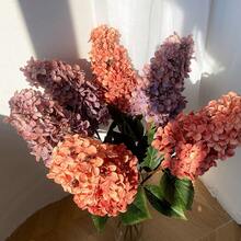 1pc Autumn Long Stem Vintage Hydrangea Artificial Flower, Wedding Scene Decoration Aisle Guide Faux Flower Photography Prop - Multicolor - View 2