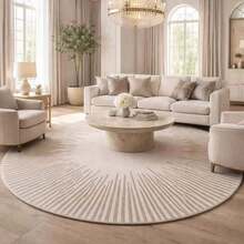 1pc Radial Line Round Rug, Decorative Carpet, Floor Mat, Living Room Carpet, Bedroom Carpet, Minimalist Rug - Multicolor - View 6