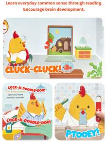 beartale Rooster Pull-Slide Interactive Busy Book, Toddler Early Education Toy, Wake-Up Board Book, Children's Fine Motor Travel Toy, Birthday, Back To School, Summer Holiday Gift, Suitable For Boys And Girls, Party Favor, Teaching Aid Tool - Multicolor - View 5