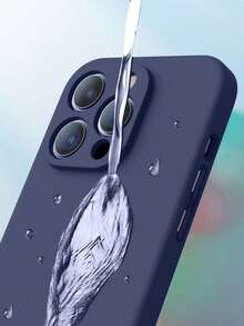 VRNOEI Deep Blue Slim Fashion Straight Edge Phone Case, Lens Protection Design, Shockproof Function, Compatible With IPhone 11 12 13 14 15 16 17 Pro Max - Dark Blue - View 7