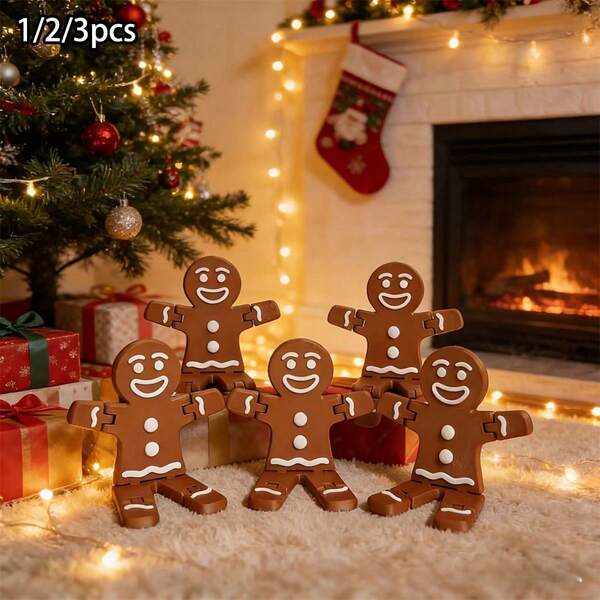 1/2/3 Peças Boneco de Gengibre de Natal para Homem, Figura Articulada com Múltiplas Poses, Sem Necessidade de Eletricidade, Árvore de Natal, Caixa de Presente, Elementos de Boneco de Gengibre para Homem, Perfeito para Decoração de Atmosfera de Natal, Presente de Feriado para Amigos e Família