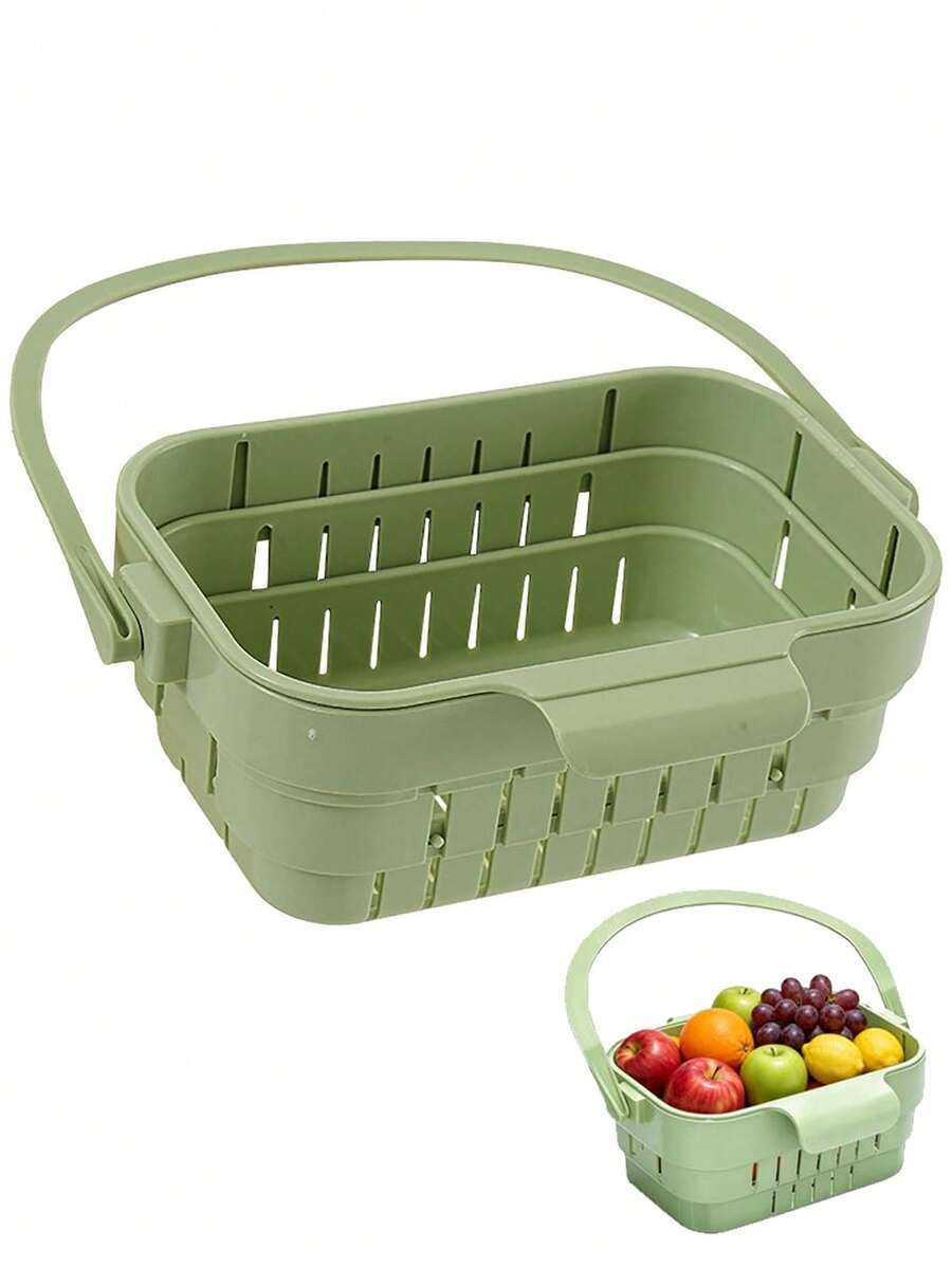 1/2/4pcs Foldable Hanging Sink Strainer Basket, Expandable Kitchen Colander With Lid, Space-Saving Food Strainer, 2-In-1 Multifunctional Folding Faucet Storage & Draining Rack, Suitable For Fruits, Vegetables And Kitchen Utensils - One Size - View 1