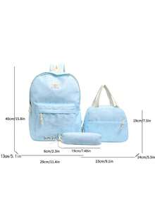 3-Piece Back To School Backpack Set - Bow Pattern Large Capacity Backpack + Lunch Bag + Pencil Case Multi-Pack, With Laptop Compartment, Durable Nylon Backpack, With Adjustable Shoulder Straps And Spacious Multi-Pockets - Lightweight Portable Zipper Bag, Suitable For Students/Teenagers/Graduates, Perfect For Outdoor/Travel/Middle School/High School/College, Essential College Backpack - 2319 - View 3