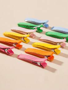 10/20pcs Random Multicolor Fabric Crocodile Hair Clips Mini Duckbill Hair Clips - Color Mixing - View 3