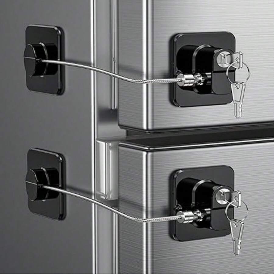 No-Drill Steel Wire Limit Lock, Compatible With Various Window And Refrigerator Door Styles, Durable And Stable Lock Line, Can Limit Opening And Closing Range, Wind-Proof, Prevents Accidental Opening Of Cabinet Doors And Windows, Strong Versatility For Home Use. - Multicolor - View 1