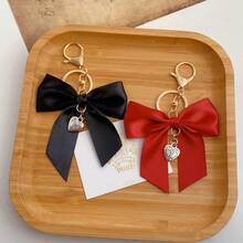 Fashionable Woven Ribbon Bow Keychain Classic Car Key Lanyard Wrist Strap Personalized Gift For Her Wedding Bridesmaid Bag Charm - Multicolor - View 6