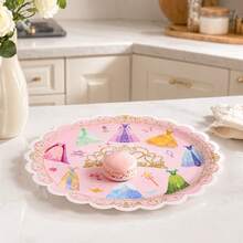 Golden Crown Dress Motif Party Tableware Set, Paper Plates, Paper Cups, Paper Napkins, Disposable Tableware For Birthdays, Theme Parties, Family Celebrations, Garden Parties, Receptions, Buffets, Indoor And Outdoor Use, Table Decoration - B - View 4