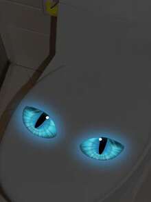 1pc Glow-In-The-Dark Blue-Eyed Cat Eye Toilet Decal (3D Visual Effect) – Spooky Glowing Blue Eyes, Removable Self-Adhesive Home Decor Sticker – Suitable For Bedrooms, Living Rooms, And Halloween Celebrations - one-size - View 3