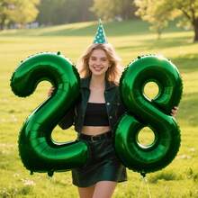 32英吋綠色特大號數字氣球套組，適用生日派對、新年、節日、週年慶裝飾 0123456789 - 綠色 - 查看 9