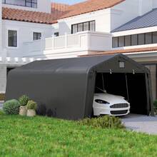 Outsunny 12 X 20 Ft Heavy Duty Carport, Outdoor Portable Garage Canopy Tent With 2 Ventilation Windows, Large Door, Car Shed Shelter For Truck, Boat, Motorcycle, Bike, Black - A - 查看 1