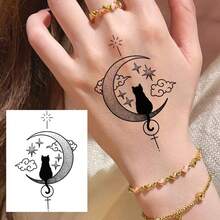 1pc Dark Bat Temporary Herbal Juice Tattoo Sticker, Black & White Gradient Line Art Precisely Recreating Delicate Bat Wing Texture With Transparent Wing Surface, Suitable For Shoulder, Neck, Forearm, Wrist, Etc., Ideal For Daily Outings, Holiday Trips, Nightclub Parties, Waterproof, Sweat-Resistant, Rub-Resistant, Non-Smudging - Sticker - View 8