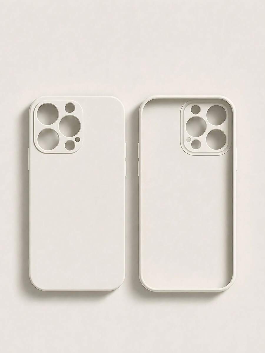 VRNOEI 白色時尚修身直邊手機殼，鏡頭保護設計，防震功能，適用於 iPhone 11 12 13 14 15 16 17 Pro Max