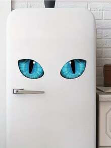 1pc Glow-In-The-Dark Blue-Eyed Cat Eye Toilet Decal (3D Visual Effect) – Spooky Glowing Blue Eyes, Removable Self-Adhesive Home Decor Sticker – Suitable For Bedrooms, Living Rooms, And Halloween Celebrations - one-size - View 4