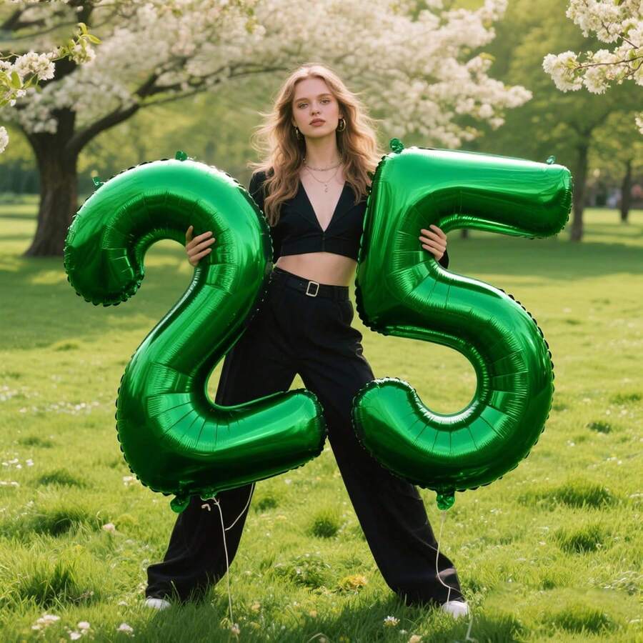 32英吋綠色特大號數字氣球套組,適用生日派對、新年、節日、週年慶裝飾 0123456789 - 綠色 - 查看 1